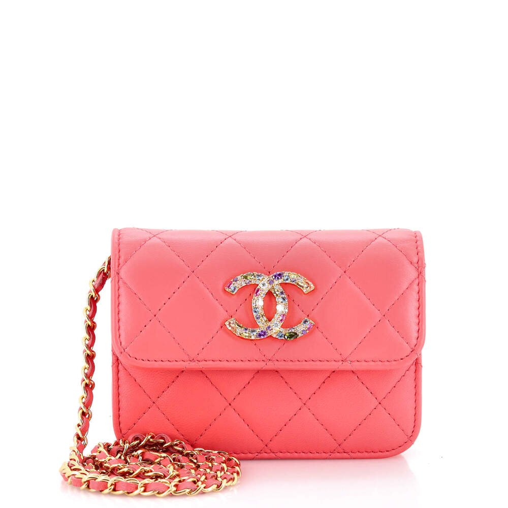 Chanel Crystal CC Card Holder with Chain